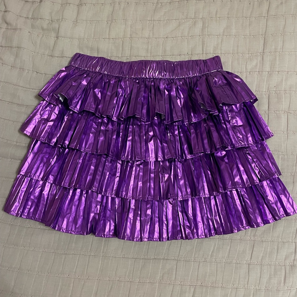 METALLIC PURPLE PLEAT RUFFLE SKORT QUEEN OF SPARKLES
